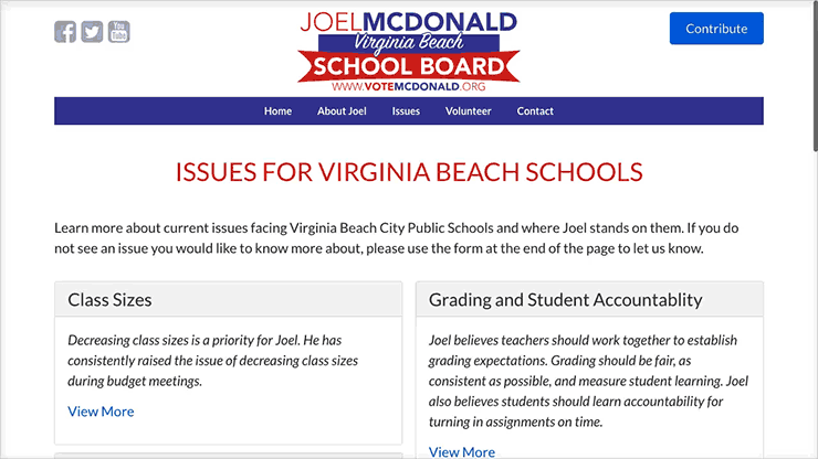 Vote McDonald Issues Page